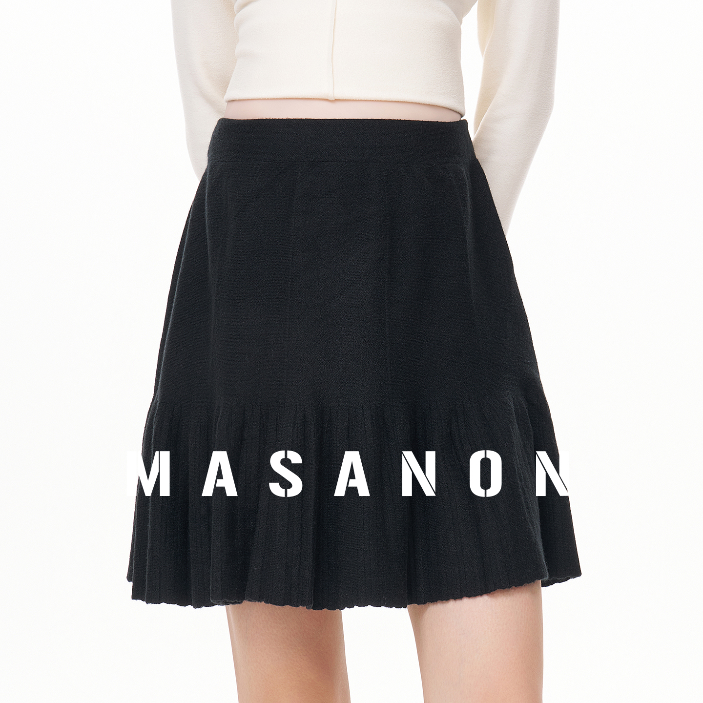 MASANON孕妇百褶半身裙秋冬