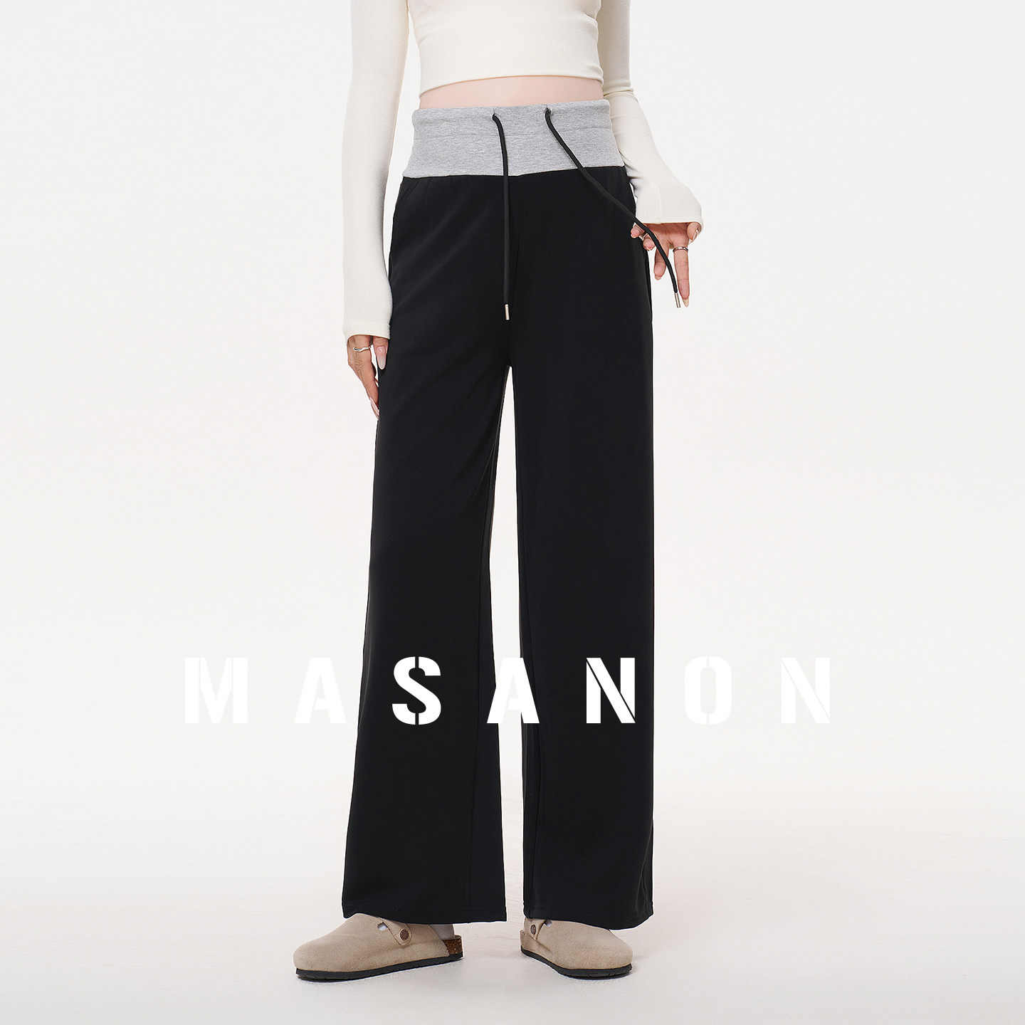 MASANON孕妇撞色阔腿裤秋季
