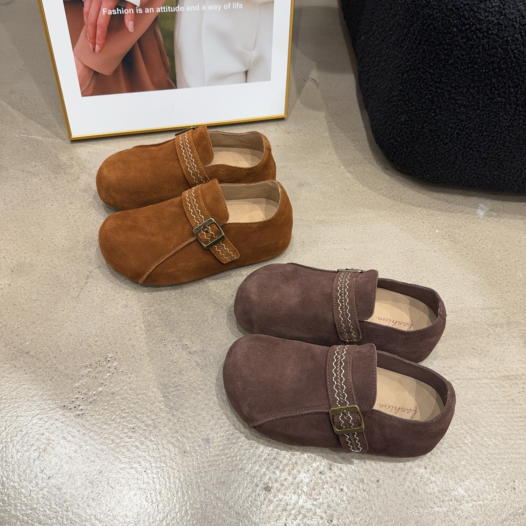 7622乐乐家秋季新品女真皮内增高魔术贴勃肯休闲鞋舒适百搭韩版