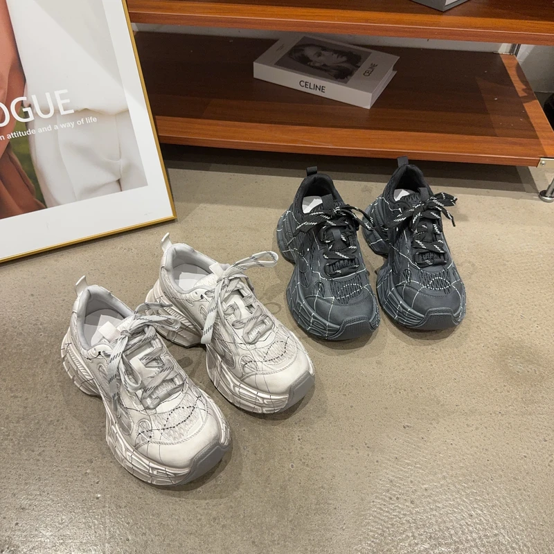 1093-1秋季新品女做旧脏脏老爹鞋时尚欧美小众设计师网红同款潮鞋
