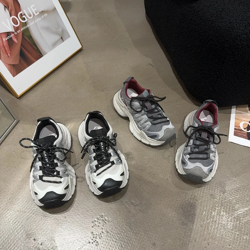 2570-9乐乐家四季女款老爹鞋厚底增高系带休闲鞋户外运动登山鞋潮