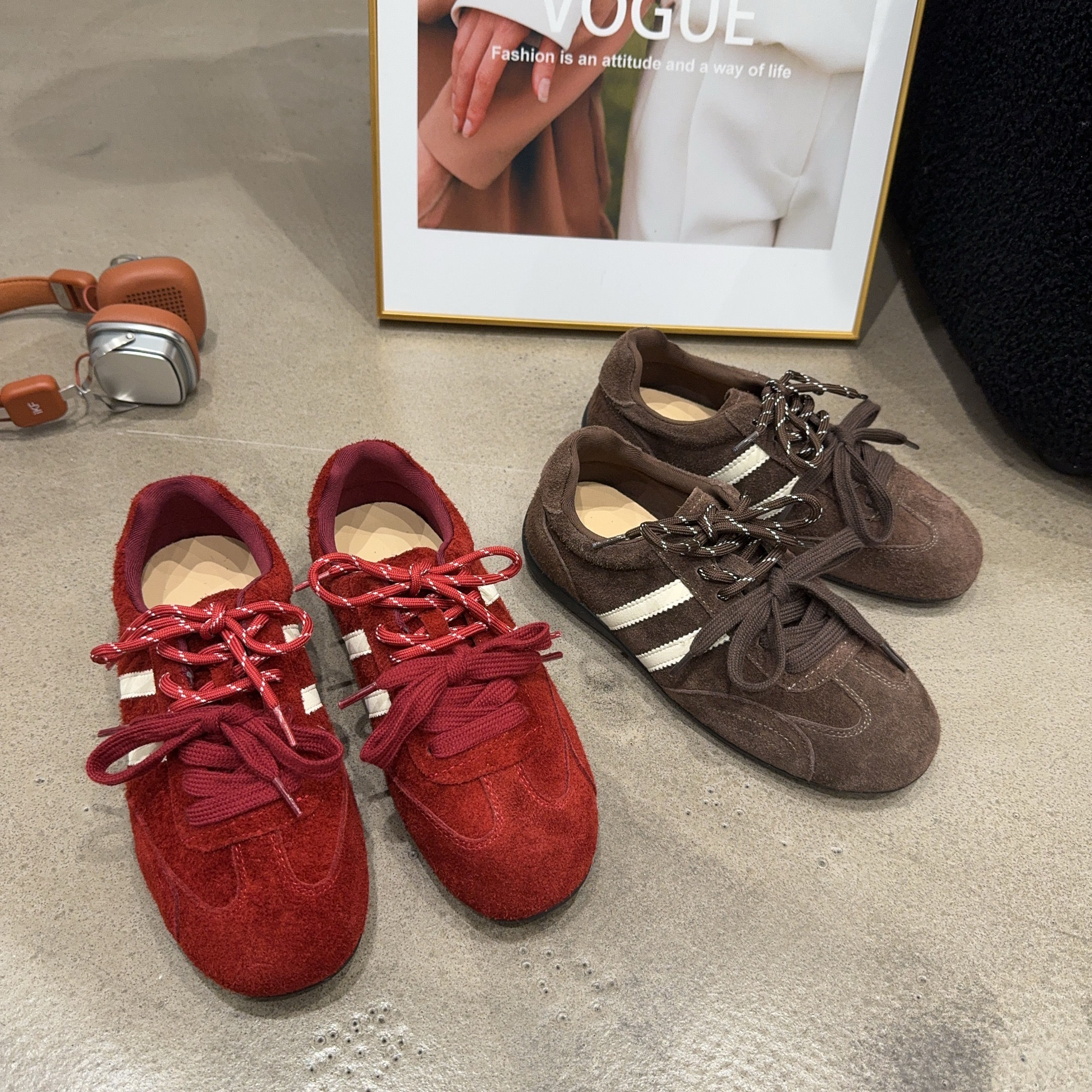 9255乐乐家秋季新品女真皮内增高德训鞋系带时尚休闲鞋网红同款潮