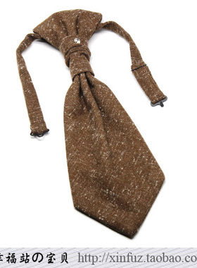 男士西装领带 结婚司仪主持礼服配饰 复古式姜黄色免打式香港结