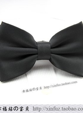 韩版男士领结 哑光纯黑双层蝴蝶结 商务宴会结婚主持搭配时尚领结