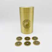 黄铜有盖卦筒金钱卦六爻工具送加厚乾隆通宝易经64卦教具摆件