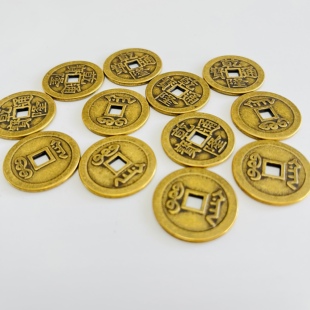 五帝钱摆件加大加厚乾隆通宝金钱卦易经六十四卦爻卦工具送方圆图