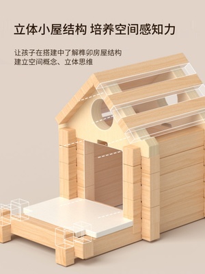 鲁班榫卯积木儿童早教益智力动手拼搭建筑师房子小屋亲子DIY玩具