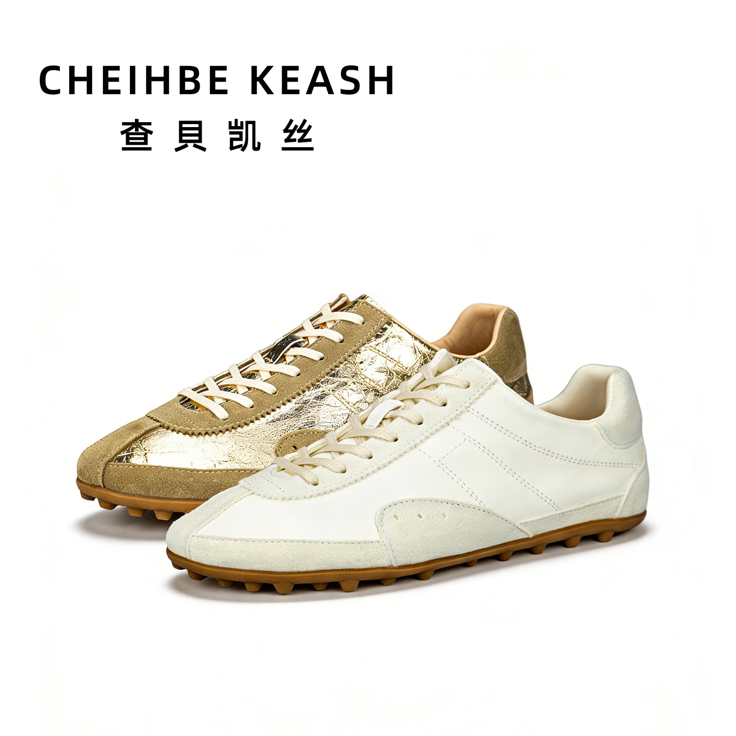 Cheihbe Keash 奶白色德训鞋女2026新款休闲阿甘鞋小白鞋CK601622