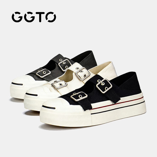 GGTO韩国设计师软底帆布鞋