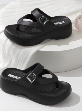 人字拖女EVA增高厚度百搭黑色外穿2026年夏季沙滩鞋轻便夹趾凉拖