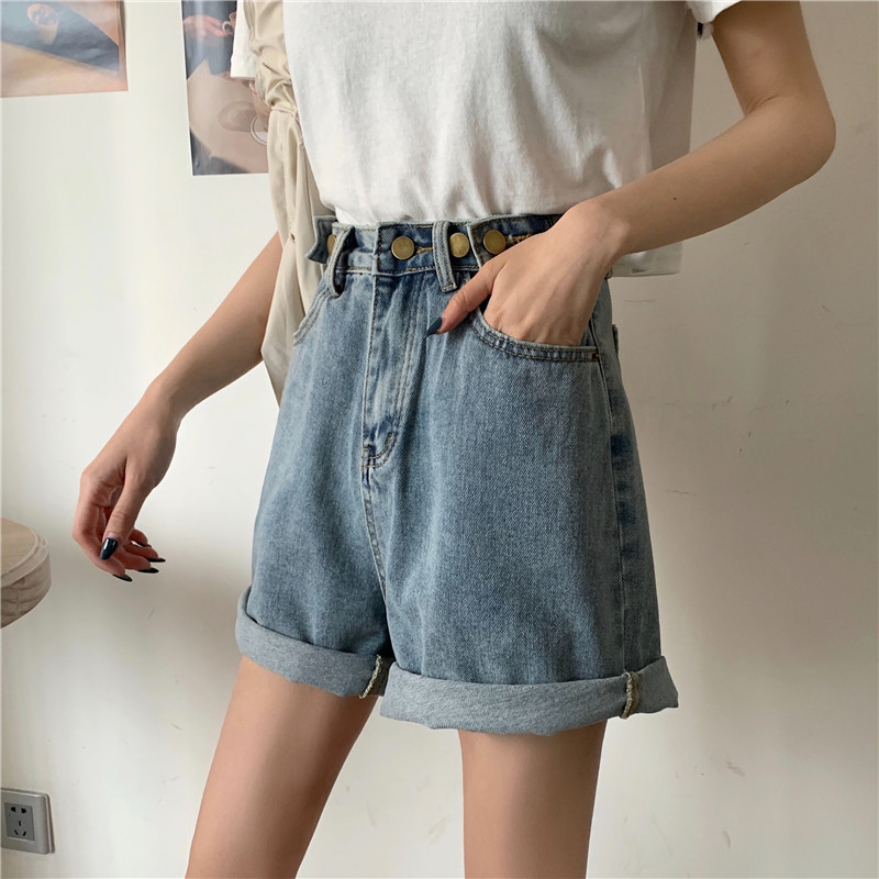 New style high waisted baggy wide leg A-line hot pants in summer