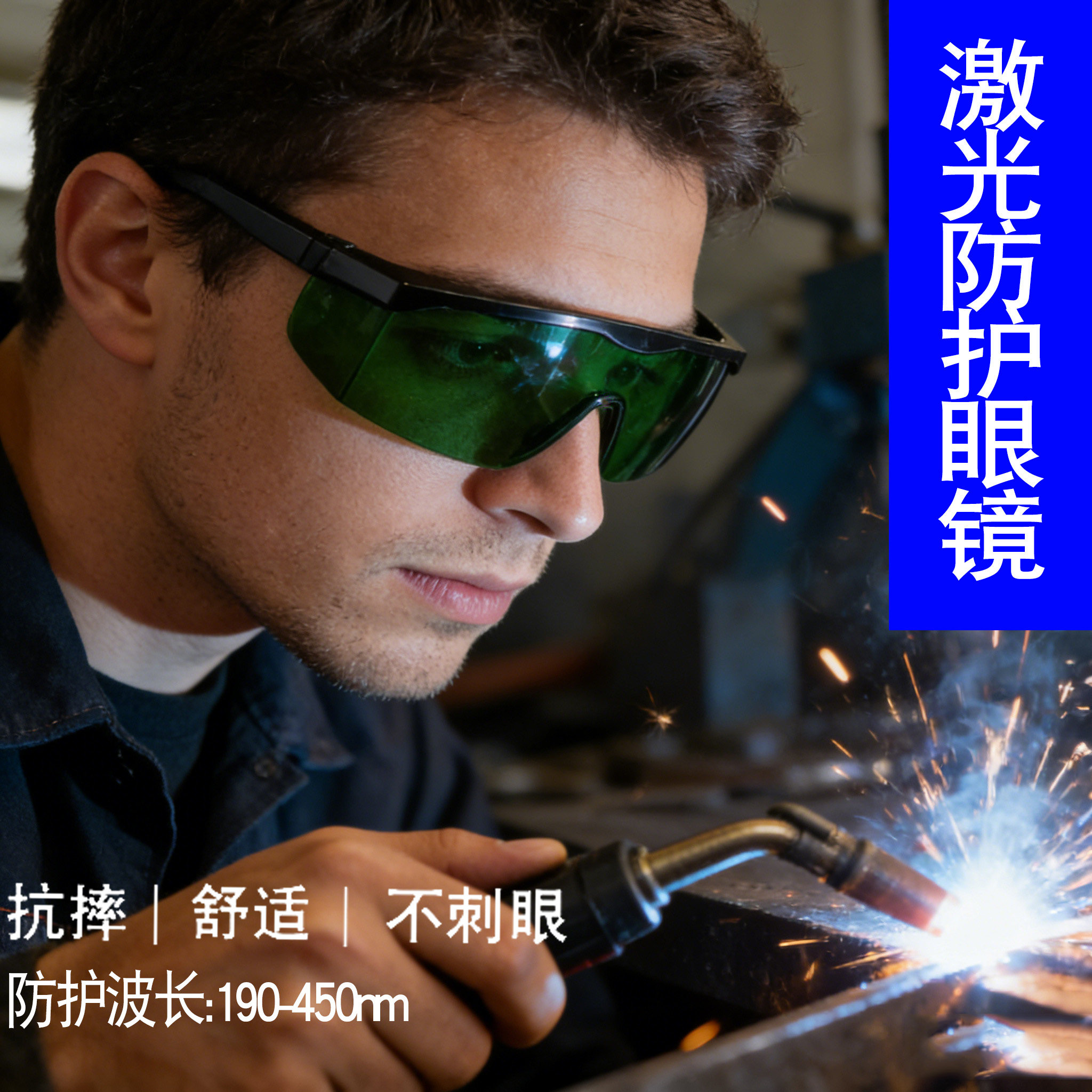 激光防护眼镜工业切割焊接防红激光护目镜防飞溅防护镜抗冲击耐磨
