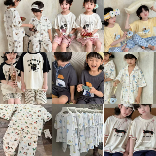 韩系童装春夏短袖T恤家居服套装