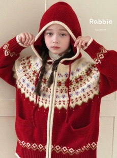 波拉韩国童装儿童毛衣2025秋冬新款男女童宽松针织开衫外套年装