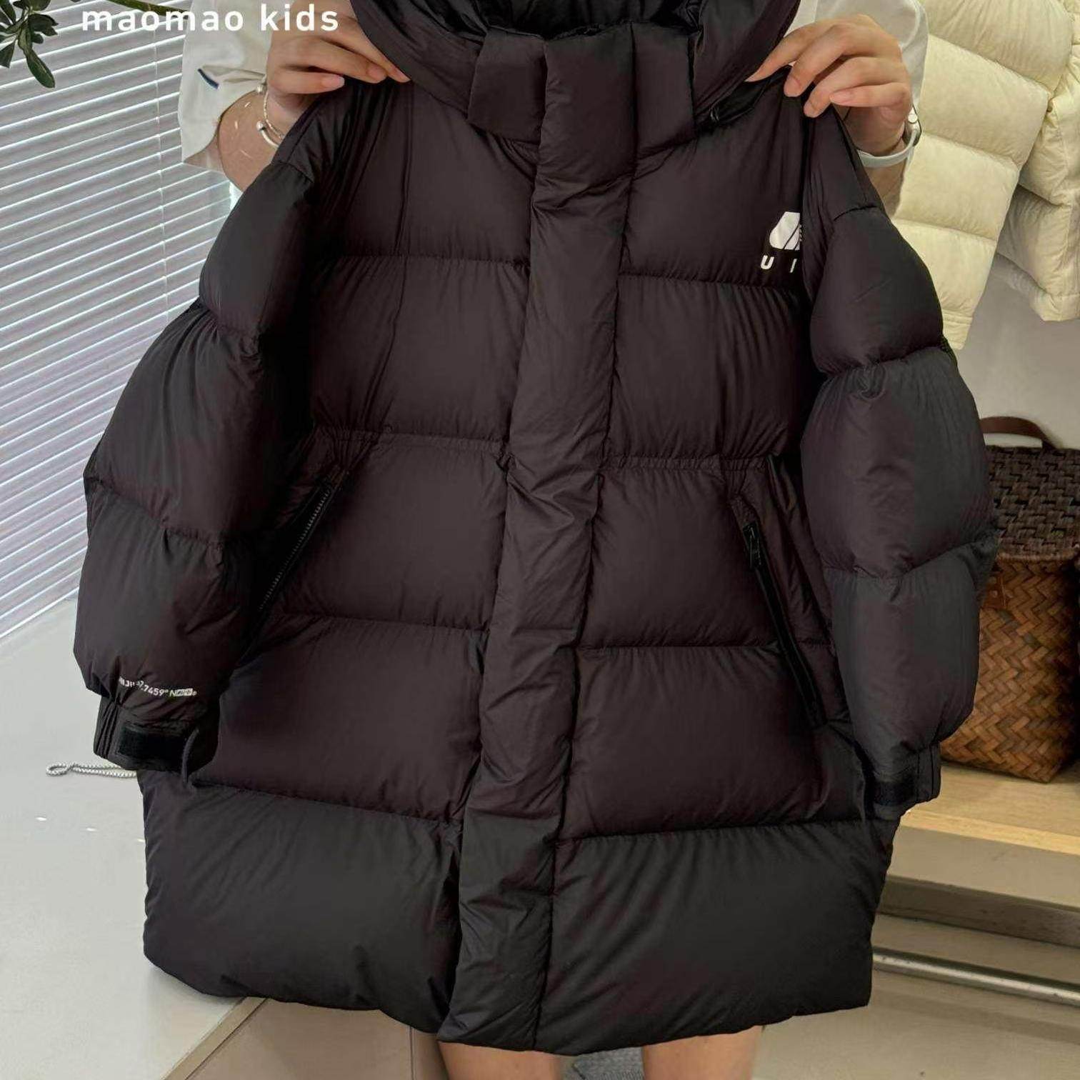 男女童中长款羽绒服90白鸭绒