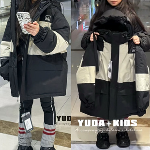 波拉韩国童装儿童羽绒服2025冬季新款男女童90白鸭绒冲锋衣外套潮