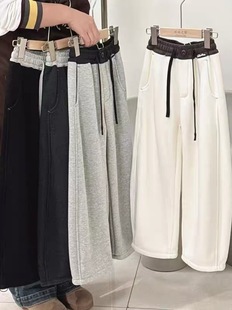 波拉韩国童装女童加绒裤子秋冬款男童休闲长裤韩版儿童加厚阔腿裤