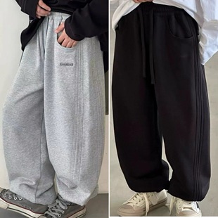 听集波拉韩国儿裤子2025冬款男女童加绒加厚保暖休闲运动卫裤