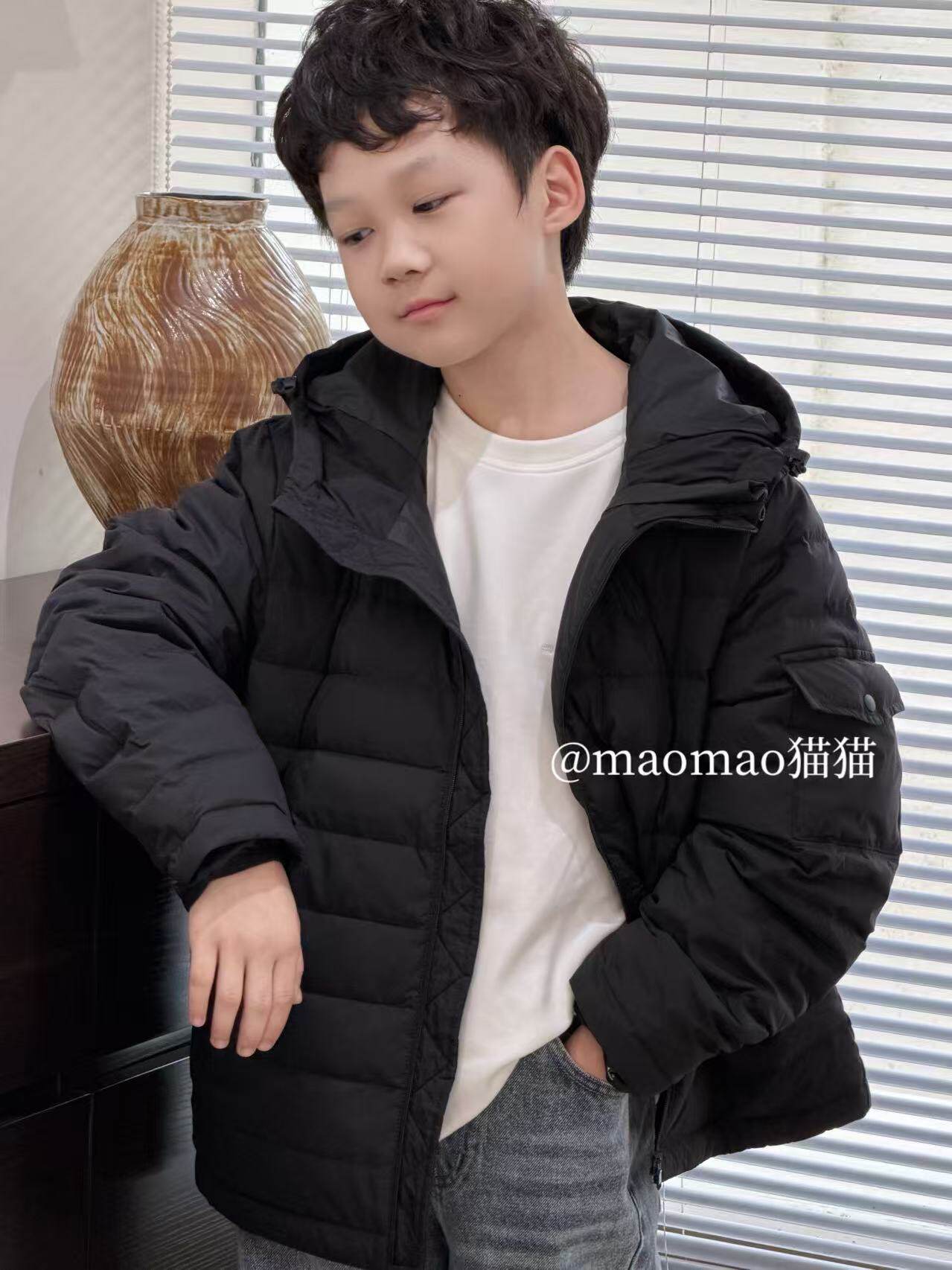 波拉男女童连帽羽绒服秋冬新款