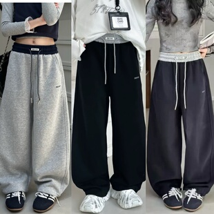 听集波拉韩国童装男女童加绒卫裤2025秋冬季新款儿童休闲加厚裤子