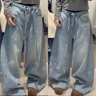 现货波拉韩国儿童装牛仔裤2026春季新款男女童韩版阔腿直筒裤子潮