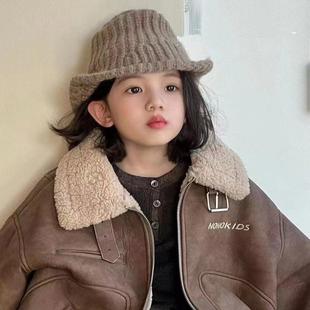 男女童羊羔毛大衣加厚棉服2025冬季新款儿童皮衣夹克皮毛一体外套