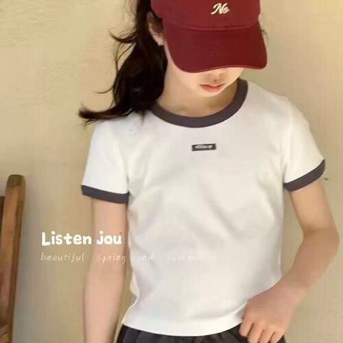 波拉韩国儿童装短袖T恤衫2026夏季新款女童韩版短款休闲上衣