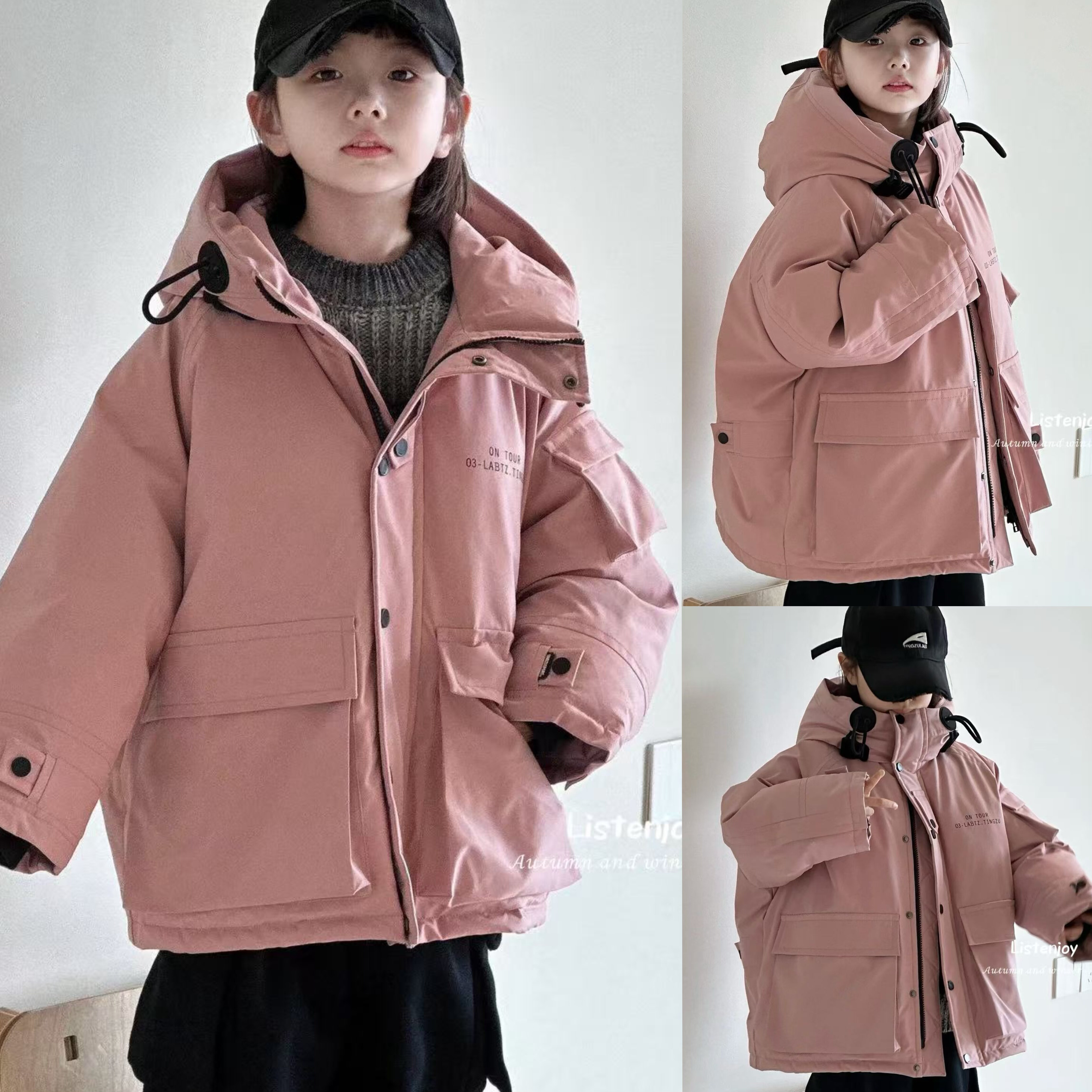 现货听集正版波拉童装男女童冲锋衣棉服外套冬款儿童面包服羽绒服