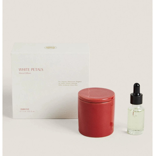 ZaraHome白色花瓣百合花精油火山石扩散香薰礼盒乔迁新婚礼物