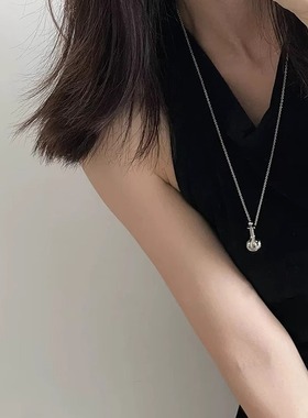 OPs韩国小众设计银酒壶中古风香水瓶ins博主时髦百搭毛衣链长项链