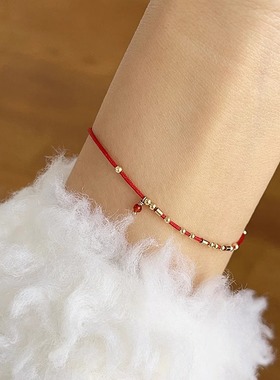 OPs原创设计美国14K包金红绳手链