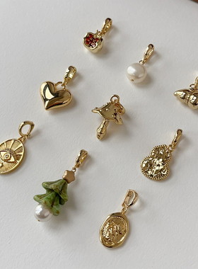 美好寓意爆闪碎冰冰金葫芦蘑菇石榴淡水珍珠可拆卸万能扣吊坠项链