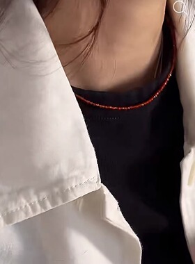 OPs细闪好搭高级感天然红玛瑙精致日常提气色本命年红项链锁骨链