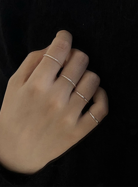 OPs美国进口S925纯银精致切花极简光面细戒指叠戴百搭指环尾戒