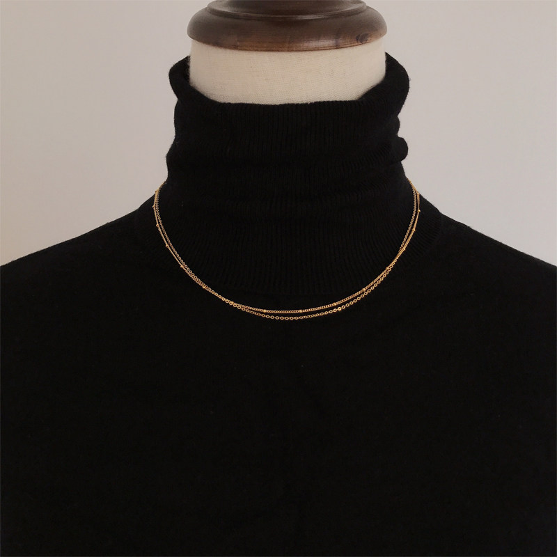 美国包金纤细双层洗澡可戴珠链