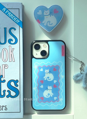 韩系ins小众少女心白色猫咪爱心黑边软壳适用iphone16promax/15pro苹果13/12/11全包14pro手机保护套