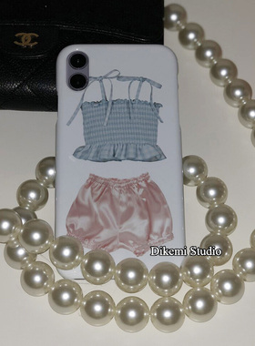 韩系ins小众设计甜美可爱蓝色小吊带菲林壳适用iphone17promax/15苹果16promax/14/13菲林硬手机壳