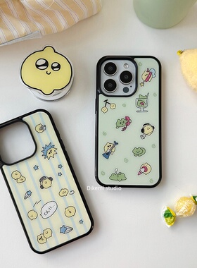 韩国ins小众可爱卡通柠檬漫画黑边手机壳适用iphone16promax苹果15promax/13/12/14全包17pro手机保护套