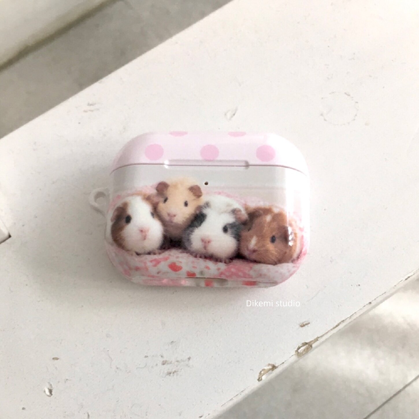 韩系ins治愈可爱粉色波点豚鼠菲林耳机套适用airpods5/4/3无线蓝牙耳机壳苹果airpods pro3/2硬保护壳