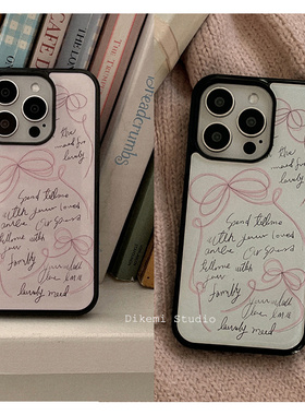 韩国ins小众少女心涂鸦线条蝴蝶结英文黑边软壳适用iphone16promax/15pro苹果13/12/14全包17pro手机保护套