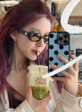 韩国ins赵露思同款古早蓝色波点17pro手机壳适用iphone16promax/15pro苹果13/12/11全包14pro手机保护套