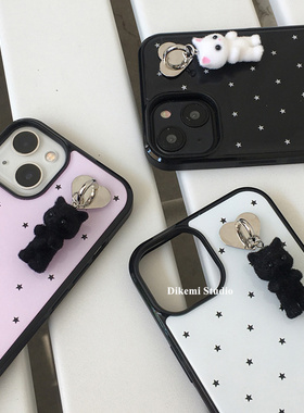 韩国ins小众Y2K少女满屏五角星猫咪挂件手机壳适用iphone16promax苹果15promax/13/12/11全包17pro手机保护套