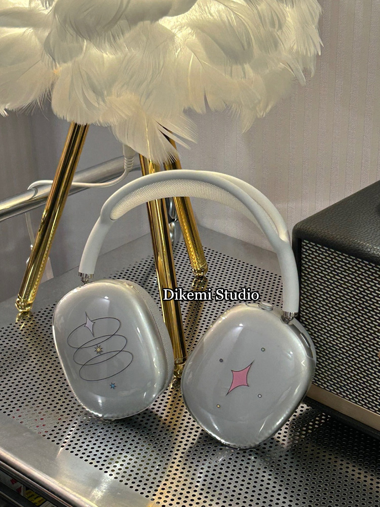 韩国ins小众甜酷辣妹抽象线条星光软壳适用airpodsMax苹果头戴蓝牙耳机保护套透明全包硅胶个性