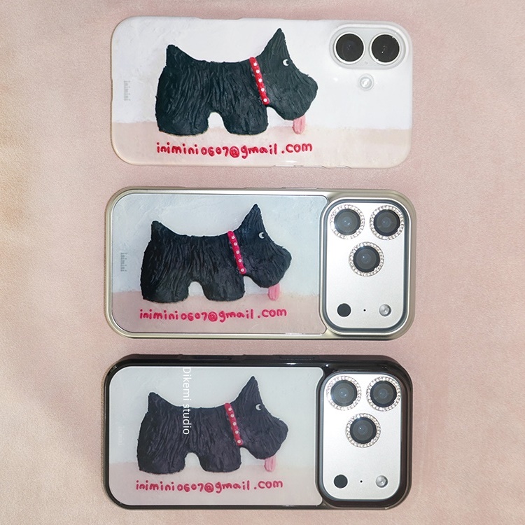 Y2K甜酷黑色小狗苹果17pro手机壳