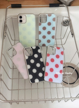 韩国ins小众高级感古早波点电镀银边壳适用iphone17/16promax苹果15promax/13/12/11全包14pro手机保护套