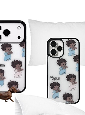 韩国ins小众欧尼同款可爱卷毛baby黑边手机壳适用iphone17promax苹果16promax/15/14/13手机保护套个性