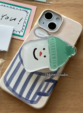 韩国ins小众清新可爱一杯拿铁雪人支架菲林手机壳适用iphone17pro/16promax苹果15/13全包11个性硬情侣保护套