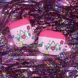 韩国ins小众少女心宝石皇冠菲林适用airpods4/2无线蓝牙耳机套苹果airpods pro2/3硬保护壳