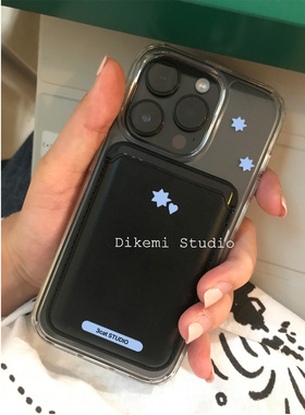 韩国ins小众简约星星爱心16promax磁吸手机壳支架皮质卡包适用于iPhone15pro/14promax苹果17/12手机保护套