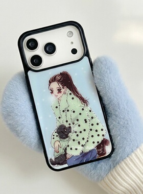 韩国ins小众欧尼同款可爱卡通女孩印花手机壳适用iphone17promax苹果16promax/15/14/13时尚个性手机保护套